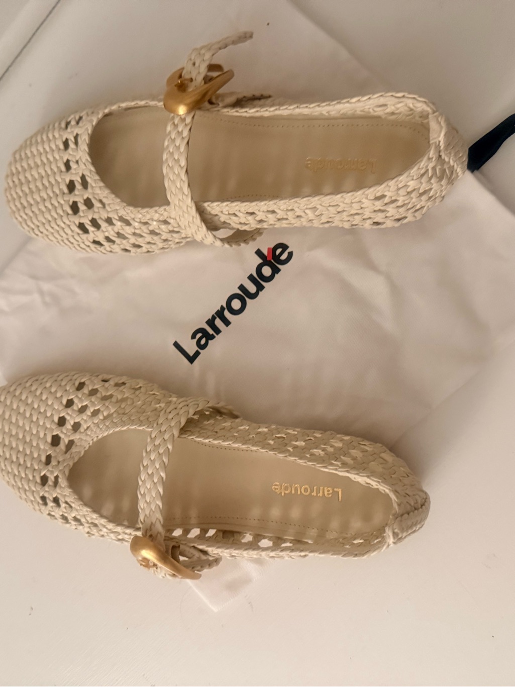 Larroude Verona New Macrame Leather Ballet Flats Ivory 6.5 New — image 7 of 8